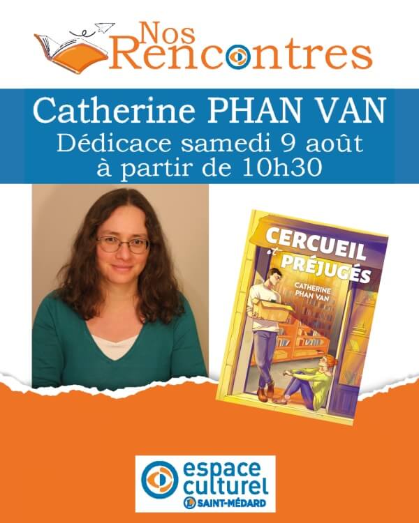 affiche de la séance de dédicace du 9 août à l'espace culturel Leclerc de Saint-Médard-en-Jalles